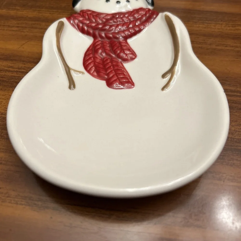 st nicholas square yuletide Snowman Red‎ Scarf Spoon Rest Vintage